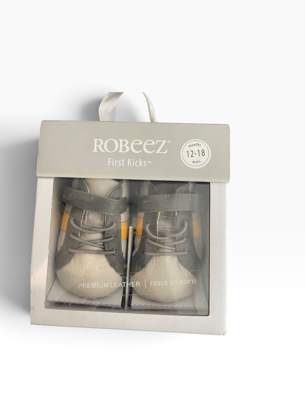 Robeez First Kicks Gray, White and Yellow Baby Shoes